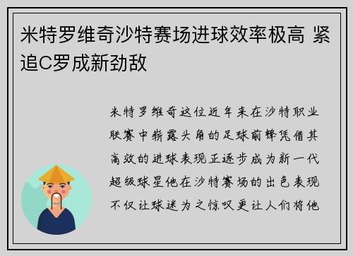 米特罗维奇沙特赛场进球效率极高 紧追C罗成新劲敌